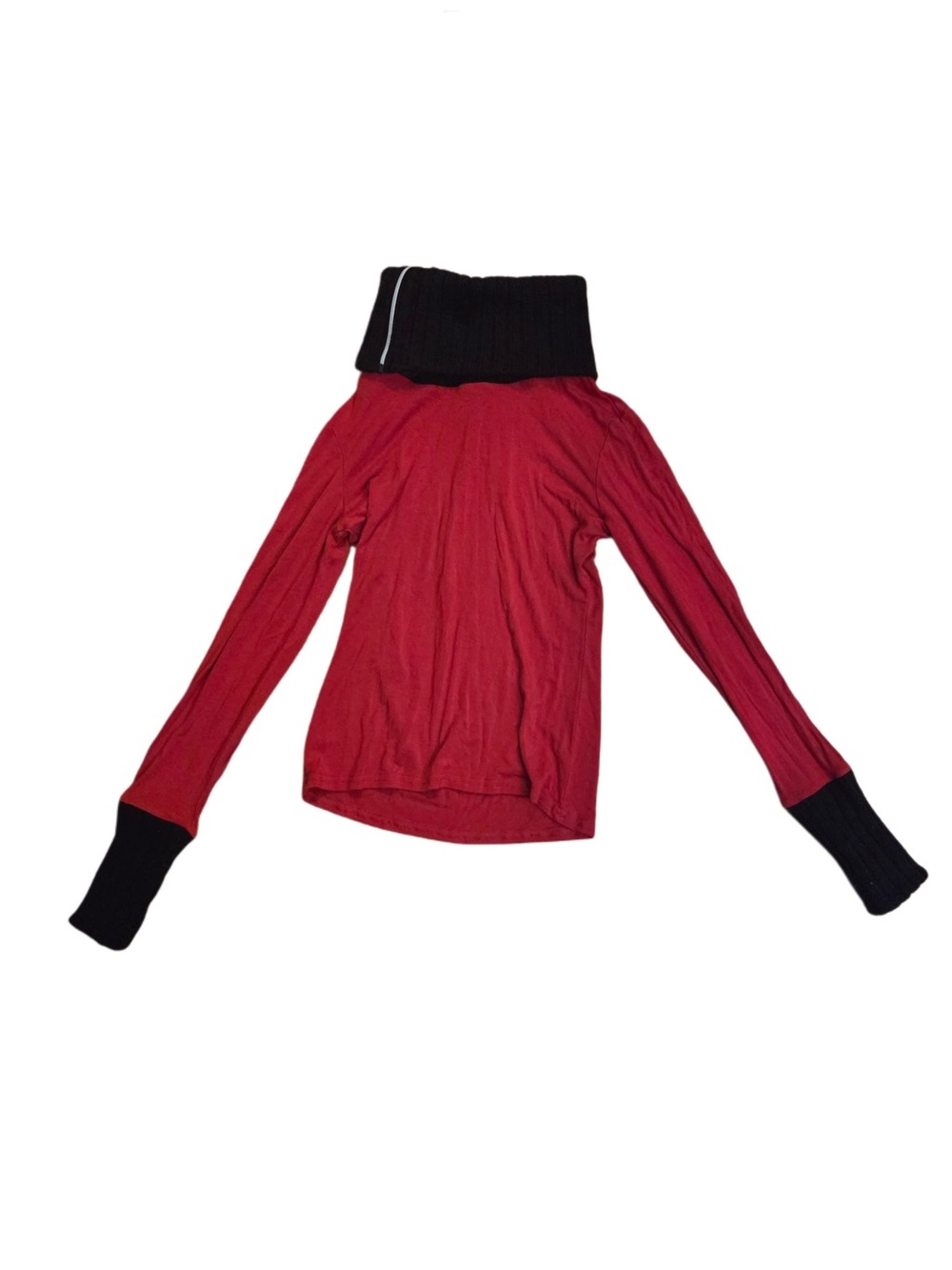 Women's Red Cowl Neck Sweater with Black Trim